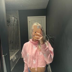 Playboy x misguided cropped bunny hoodie in pink